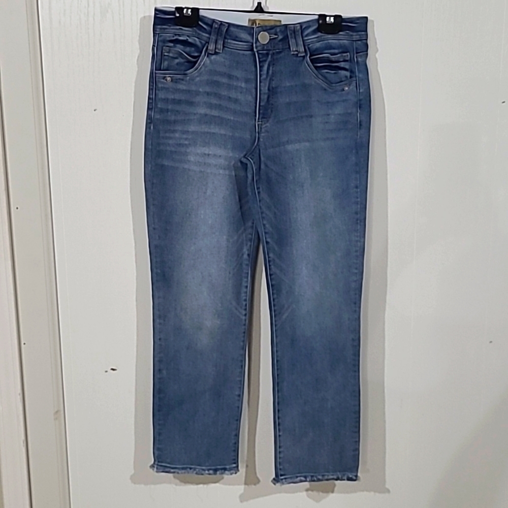 Democracy Ab-solution Straight Leg Fray Hem Ankle Jeans.